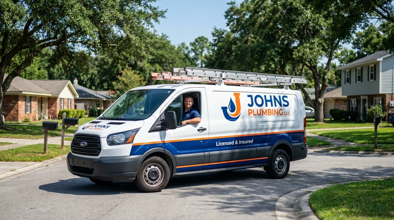 Johns Plumbing LLC service van in Plymouth, OH